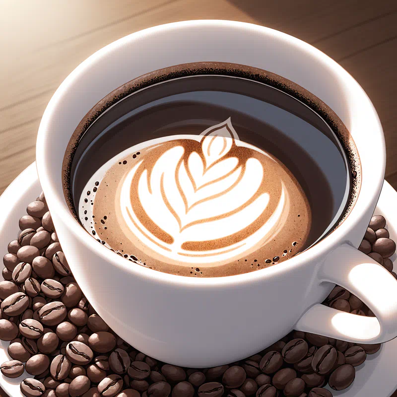 Animated illustration showing delicious-looking coffee and coffee beans.png (1600×1600)