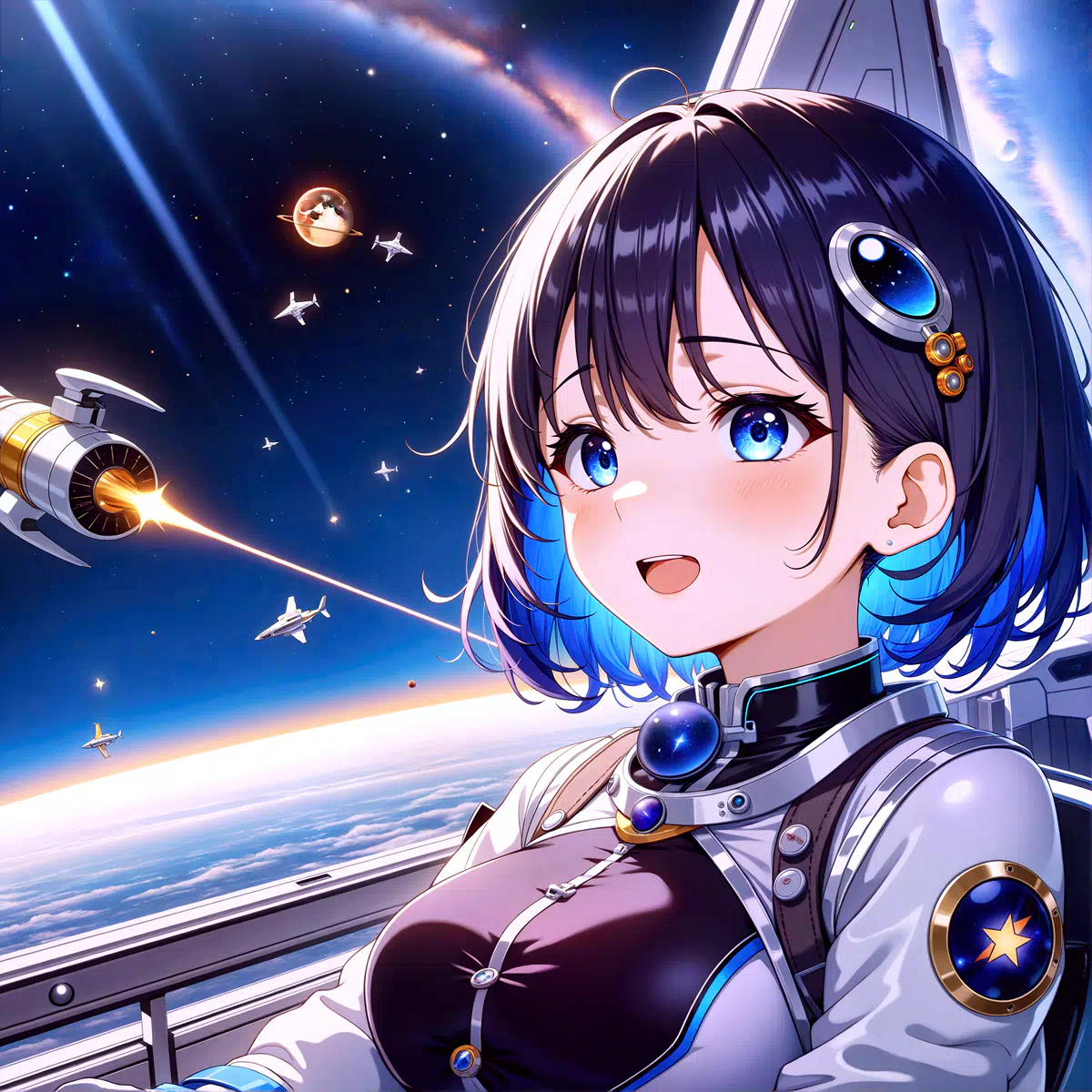 Girl happy on her first trip to space