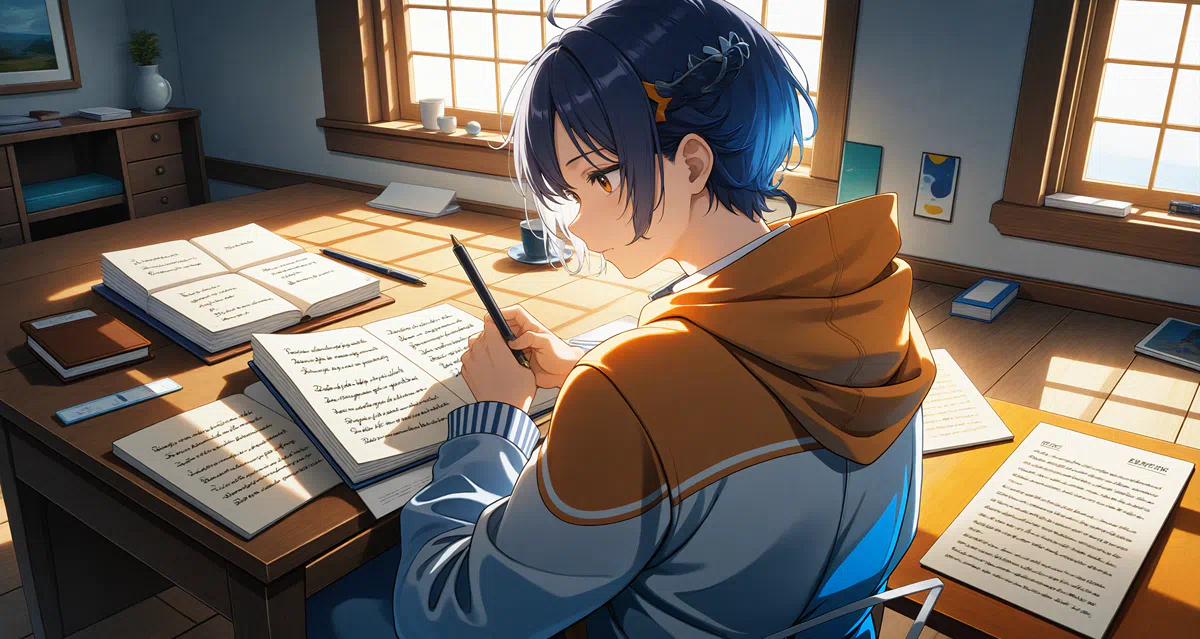 Illustration of a boy wearing an orange hoodie studying at a desk in his room.png (1600×852)