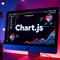 Computer screen with the word chart.js